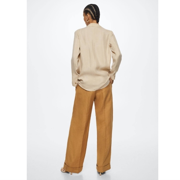 Mango 100% Lyocell Blazer Khaki Tan Women's US Small - Picture 6 of 15